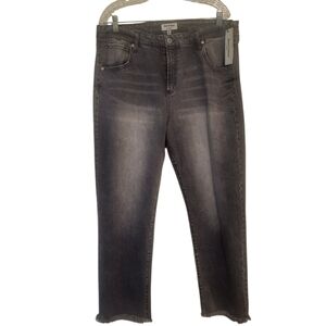 Juicy Couture Venice Grey Marble Wash Straight Leg Frayed Hem Jeans Plus 16W New